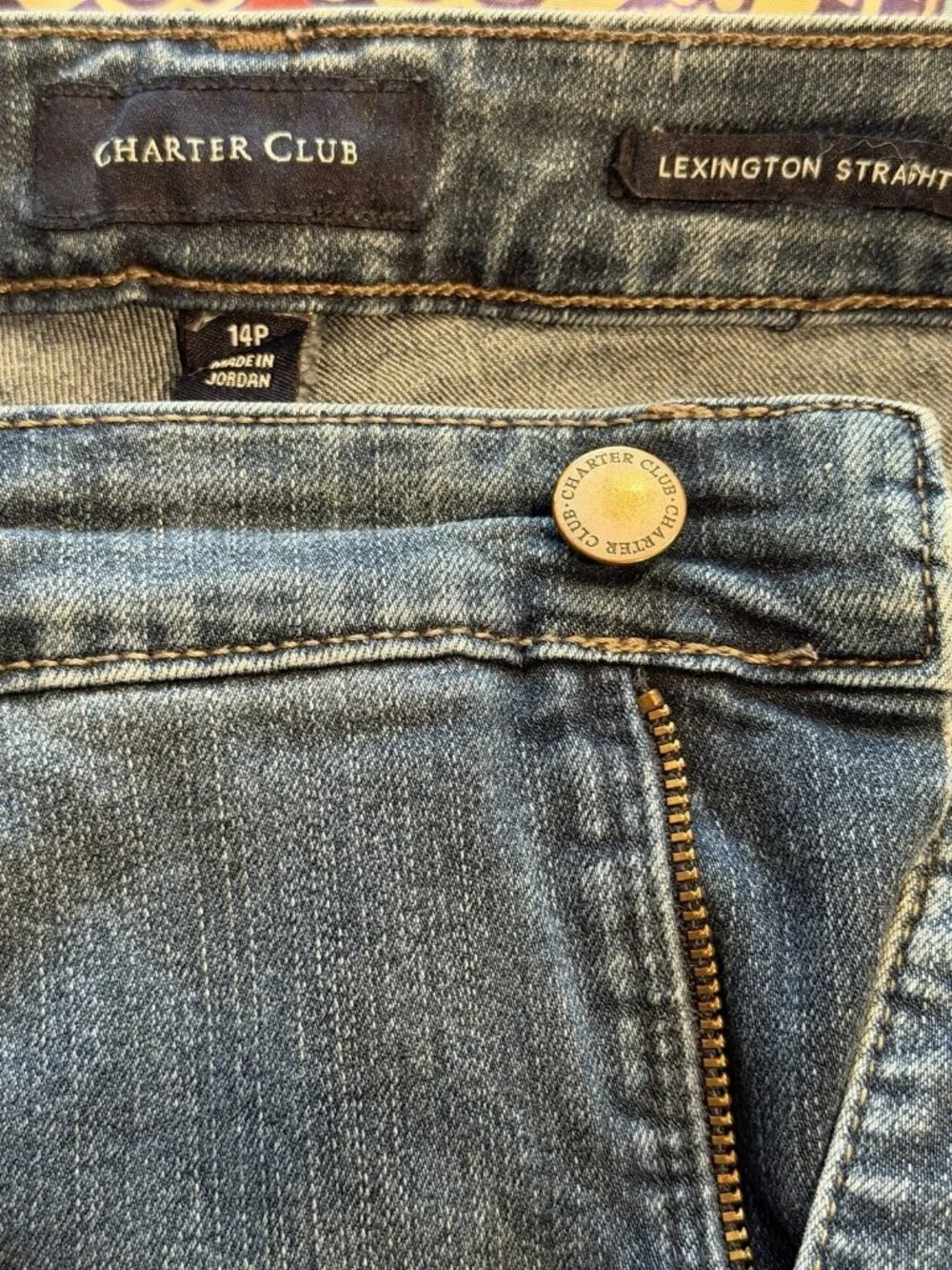 Charter Club Lexington Straight Leg Blue Size 14 Petite denim jeans soft prewash